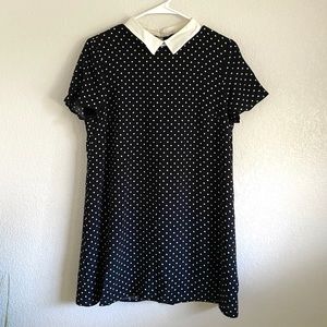 Collared Dress - Black Polka Dot Dress